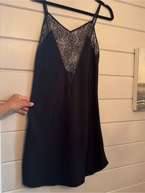 Vintage 1980s Victoria’s Secret Gold Label Black Lace Slip Dress